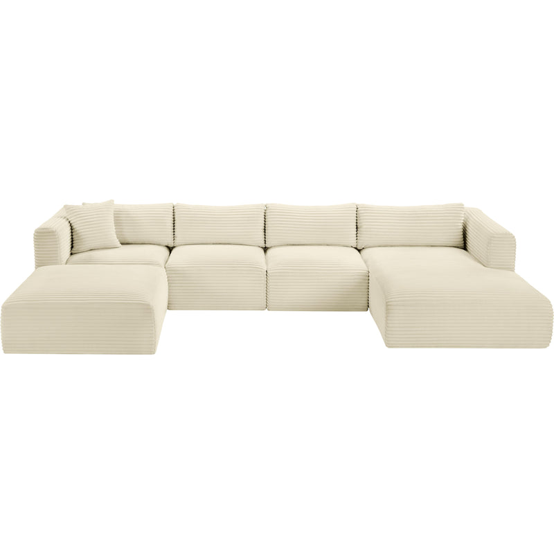 Meridian Shaggy Cream Corduroy Performance Fabric Modular Sectional IMAGE 6