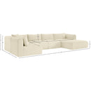 Meridian Shaggy Cream Corduroy Performance Fabric Modular Sectional IMAGE 12