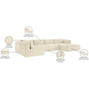 Meridian Shaggy Cream Corduroy Performance Fabric Modular Sectional IMAGE 13