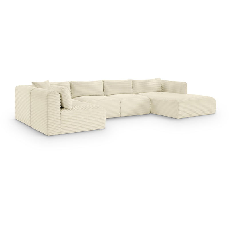 Meridian Shaggy Cream Corduroy Performance Fabric Modular Sectional IMAGE 1