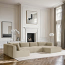 Meridian Shaggy Cream Corduroy Performance Fabric Modular Sectional IMAGE 2