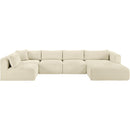 Meridian Shaggy Cream Corduroy Performance Fabric Modular Sectional IMAGE 3