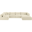 Meridian Shaggy Cream Corduroy Performance Fabric Modular Sectional IMAGE 6