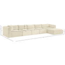 Meridian Shaggy Cream Corduroy Performance Fabric Modular Sectional IMAGE 12