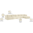 Meridian Shaggy Cream Corduroy Performance Fabric Modular Sectional IMAGE 13