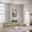 Meridian Shaggy Cream Corduroy Performance Fabric Modular Sectional IMAGE 2