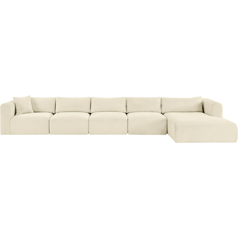 Meridian Shaggy Cream Corduroy Performance Fabric Modular Sectional IMAGE 3