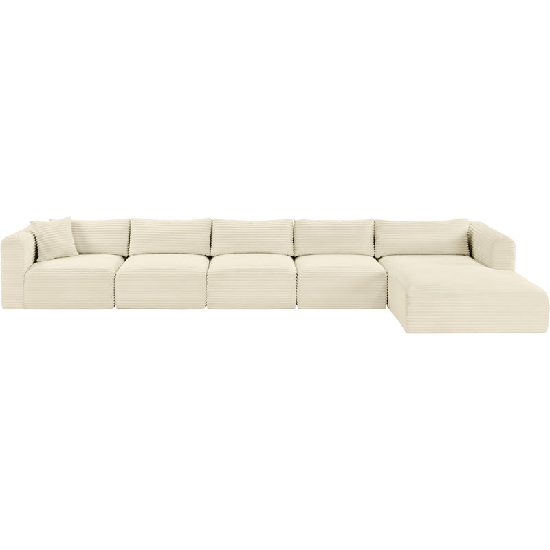 Meridian Shaggy Cream Corduroy Performance Fabric Modular Sectional IMAGE 6