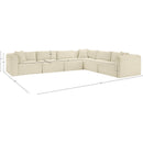 Meridian Shaggy Cream Corduroy Performance Fabric Modular Sectional IMAGE 12