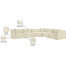 Meridian Shaggy Cream Corduroy Performance Fabric Modular Sectional IMAGE 13