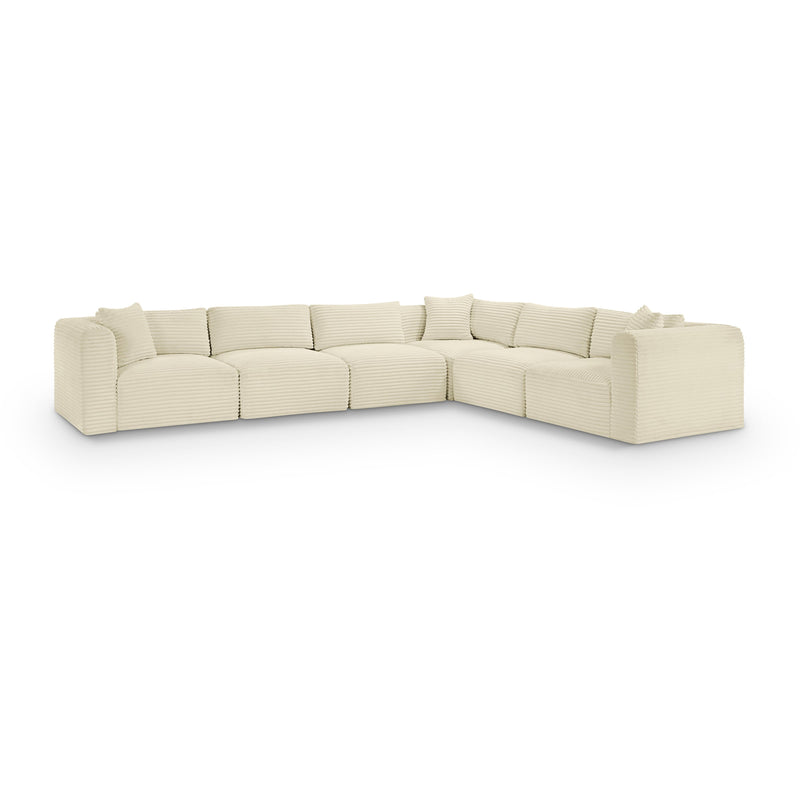 Meridian Shaggy Cream Corduroy Performance Fabric Modular Sectional IMAGE 1
