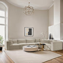 Meridian Shaggy Cream Corduroy Performance Fabric Modular Sectional IMAGE 2