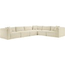 Meridian Shaggy Cream Corduroy Performance Fabric Modular Sectional IMAGE 3