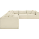 Meridian Shaggy Cream Corduroy Performance Fabric Modular Sectional IMAGE 4