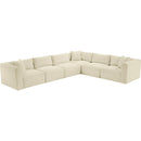 Meridian Shaggy Cream Corduroy Performance Fabric Modular Sectional IMAGE 6