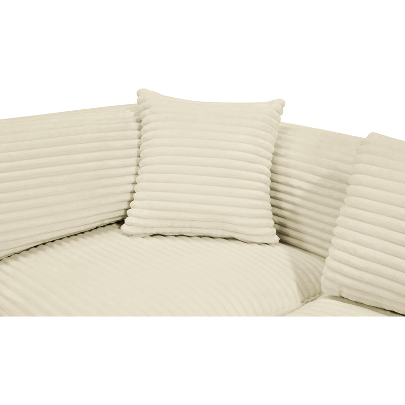 Meridian Shaggy Cream Corduroy Performance Fabric Modular Sectional IMAGE 10