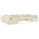 Meridian Shaggy Cream Corduroy Performance Fabric Modular Sectional IMAGE 12