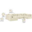 Meridian Shaggy Cream Corduroy Performance Fabric Modular Sectional IMAGE 13