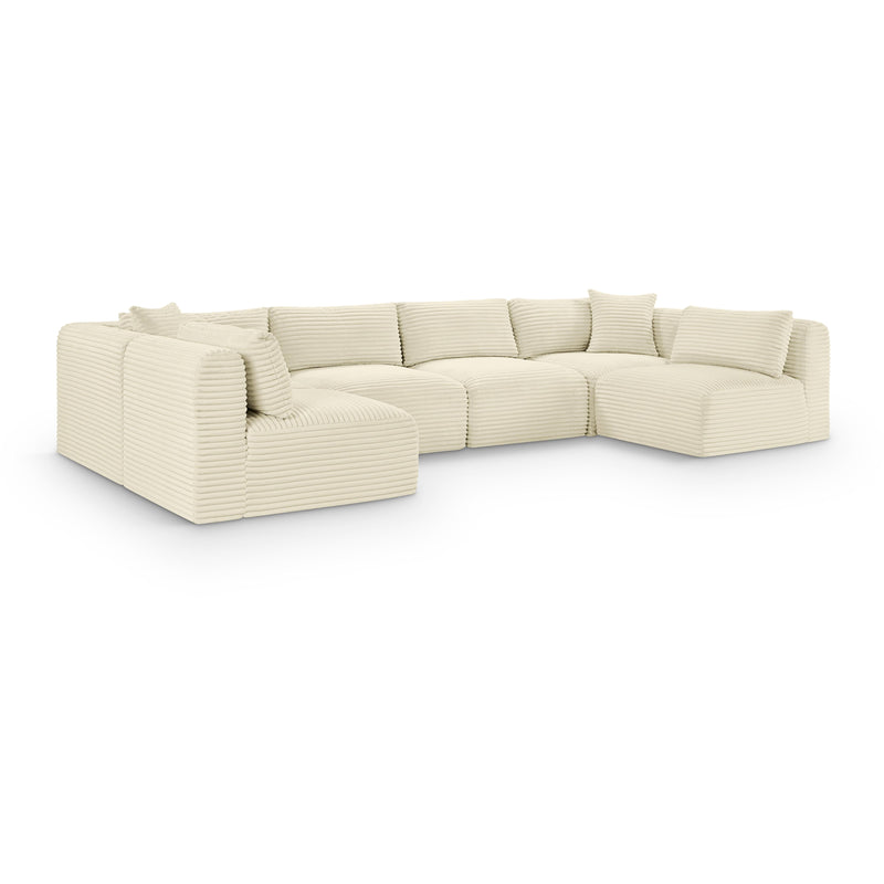 Meridian Shaggy Cream Corduroy Performance Fabric Modular Sectional IMAGE 1