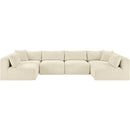 Meridian Shaggy Cream Corduroy Performance Fabric Modular Sectional IMAGE 3