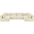 Meridian Shaggy Cream Corduroy Performance Fabric Modular Sectional IMAGE 6