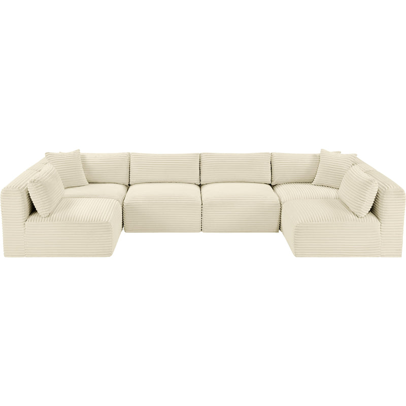 Meridian Shaggy Cream Corduroy Performance Fabric Modular Sectional IMAGE 6