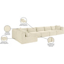 Meridian Shaggy Cream Corduroy Performance Fabric Modular Sectional IMAGE 13