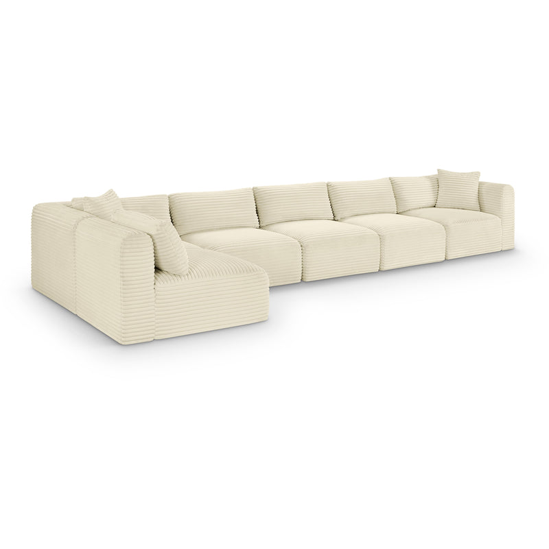 Meridian Shaggy Cream Corduroy Performance Fabric Modular Sectional IMAGE 1