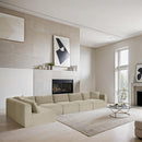 Meridian Shaggy Cream Corduroy Performance Fabric Modular Sectional IMAGE 2