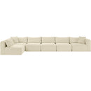 Meridian Shaggy Cream Corduroy Performance Fabric Modular Sectional IMAGE 3