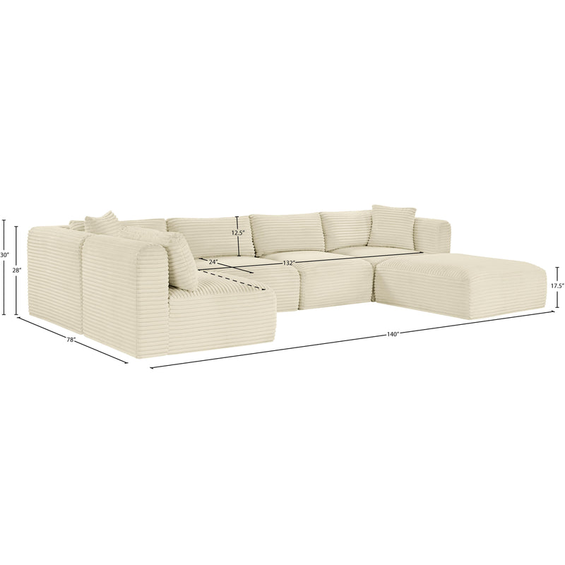 Meridian Shaggy Cream Corduroy Performance Fabric Modular Sectional IMAGE 13