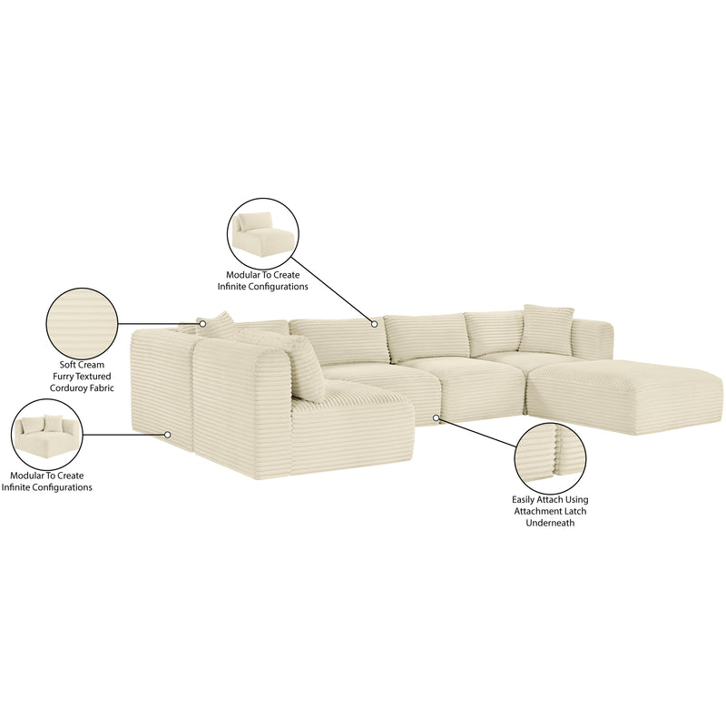 Meridian Shaggy Cream Corduroy Performance Fabric Modular Sectional IMAGE 14