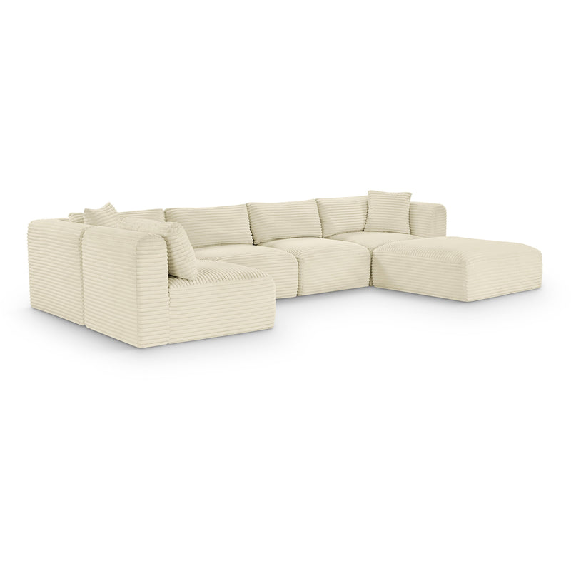 Meridian Shaggy Cream Corduroy Performance Fabric Modular Sectional IMAGE 1