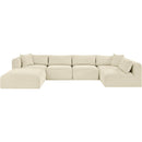 Meridian Shaggy Cream Corduroy Performance Fabric Modular Sectional IMAGE 3