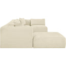 Meridian Shaggy Cream Corduroy Performance Fabric Modular Sectional IMAGE 4