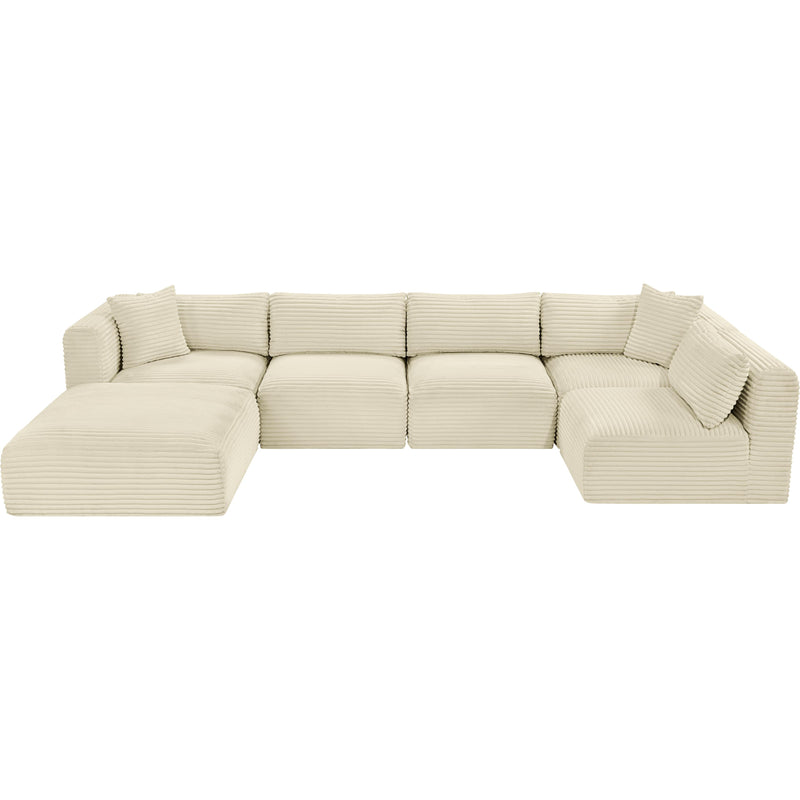 Meridian Shaggy Cream Corduroy Performance Fabric Modular Sectional IMAGE 6