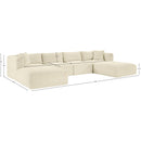 Meridian Shaggy Cream Corduroy Performance Fabric Modular Sectional IMAGE 10