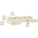 Meridian Shaggy Cream Corduroy Performance Fabric Modular Sectional IMAGE 11