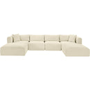 Meridian Shaggy Cream Corduroy Performance Fabric Modular Sectional IMAGE 3