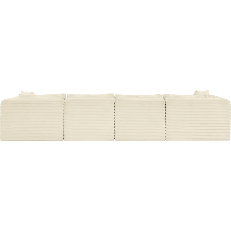 Meridian Shaggy Cream Corduroy Performance Fabric Modular Sectional IMAGE 5