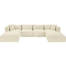 Meridian Shaggy Cream Corduroy Performance Fabric Modular Sectional IMAGE 6
