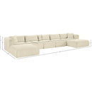 Meridian Shaggy Cream Corduroy Performance Fabric Modular Sectional IMAGE 13