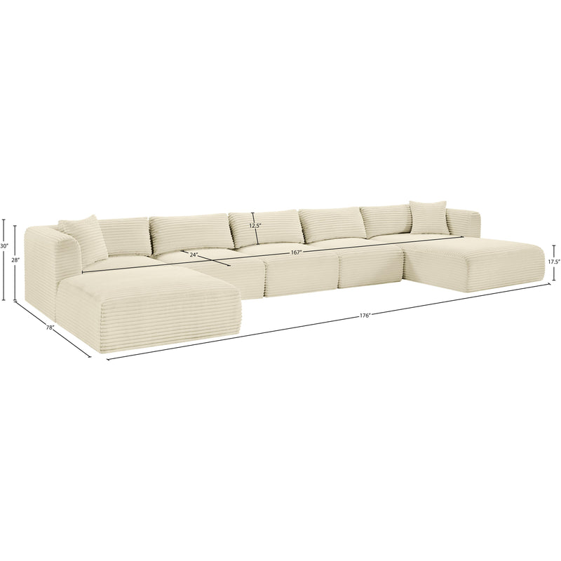 Meridian Shaggy Cream Corduroy Performance Fabric Modular Sectional IMAGE 13