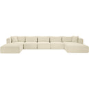 Meridian Shaggy Cream Corduroy Performance Fabric Modular Sectional IMAGE 3