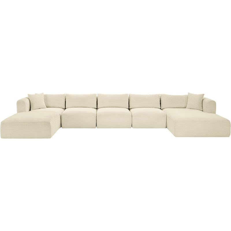 Meridian Shaggy Cream Corduroy Performance Fabric Modular Sectional IMAGE 3