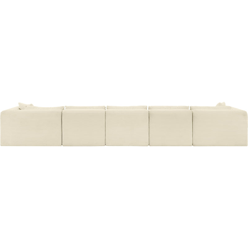 Meridian Shaggy Cream Corduroy Performance Fabric Modular Sectional IMAGE 5