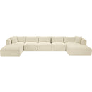 Meridian Shaggy Cream Corduroy Performance Fabric Modular Sectional IMAGE 6