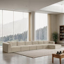 Meridian Shaggy Cream Corduroy Performance Fabric Modular Sectional IMAGE 2