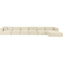 Meridian Shaggy Cream Corduroy Performance Fabric Modular Sectional IMAGE 3
