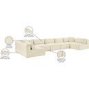 Meridian Shaggy Cream Corduroy Performance Fabric Modular Sectional IMAGE 13
